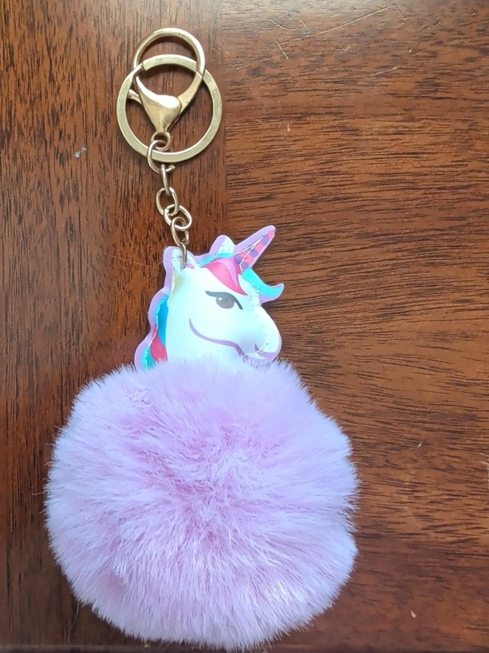 Lavender Unicorn Pom-Pom Bag Charm Keychain